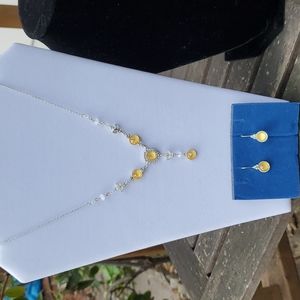 Vintage Avon pretty pastel Y necklace and earrings set.